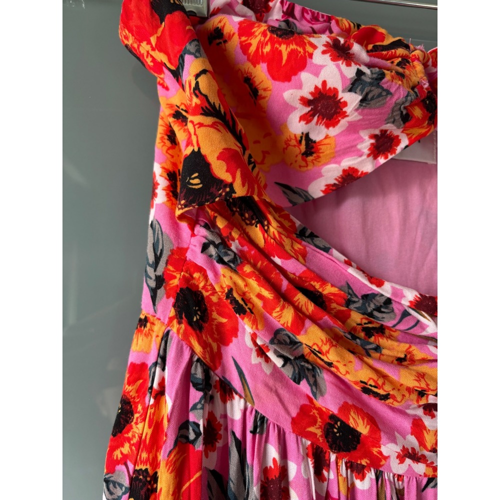 Hello Molly Speak to my Heart Midi Maxi Dress Pink Floral Strapless Cutout Tier - Picture 6 of 11
